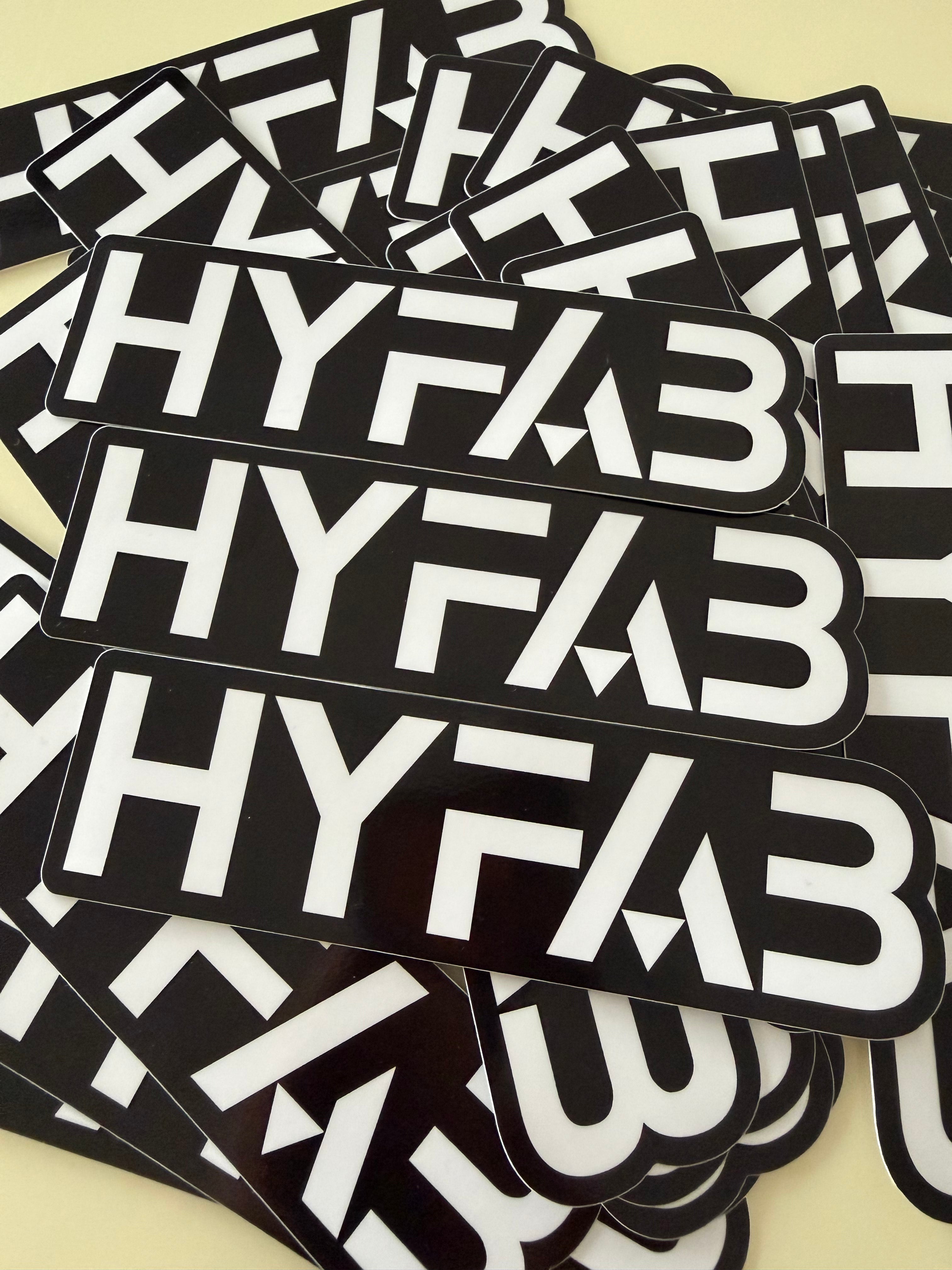 HYFAB - Die Cut Sticker (White on Black)